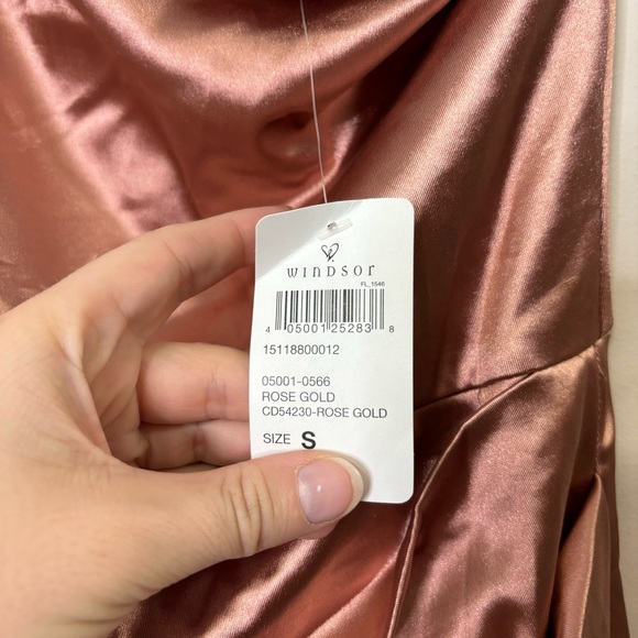 Windsor metallic rose gold one shoulder mini dress S - Picture 3 of 3
